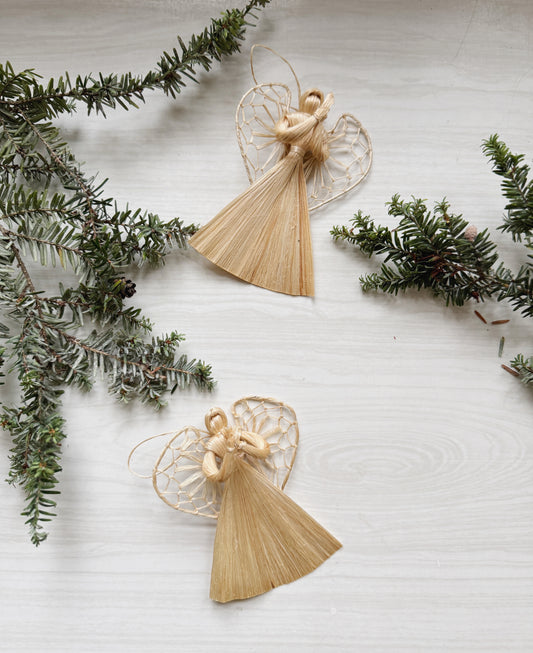 Set of 2 Fiber Angel Ornaments