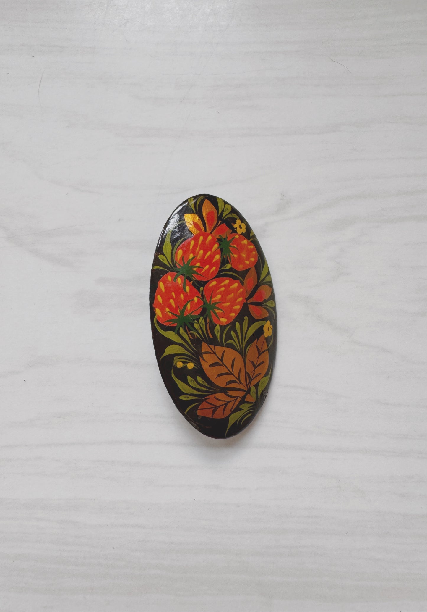 Hand-painted Strawberry Brooch