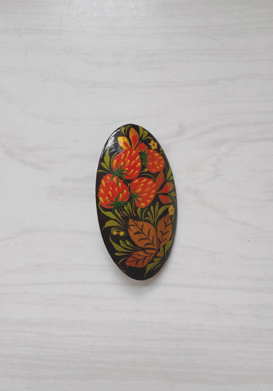 Hand-painted Strawberry Brooch