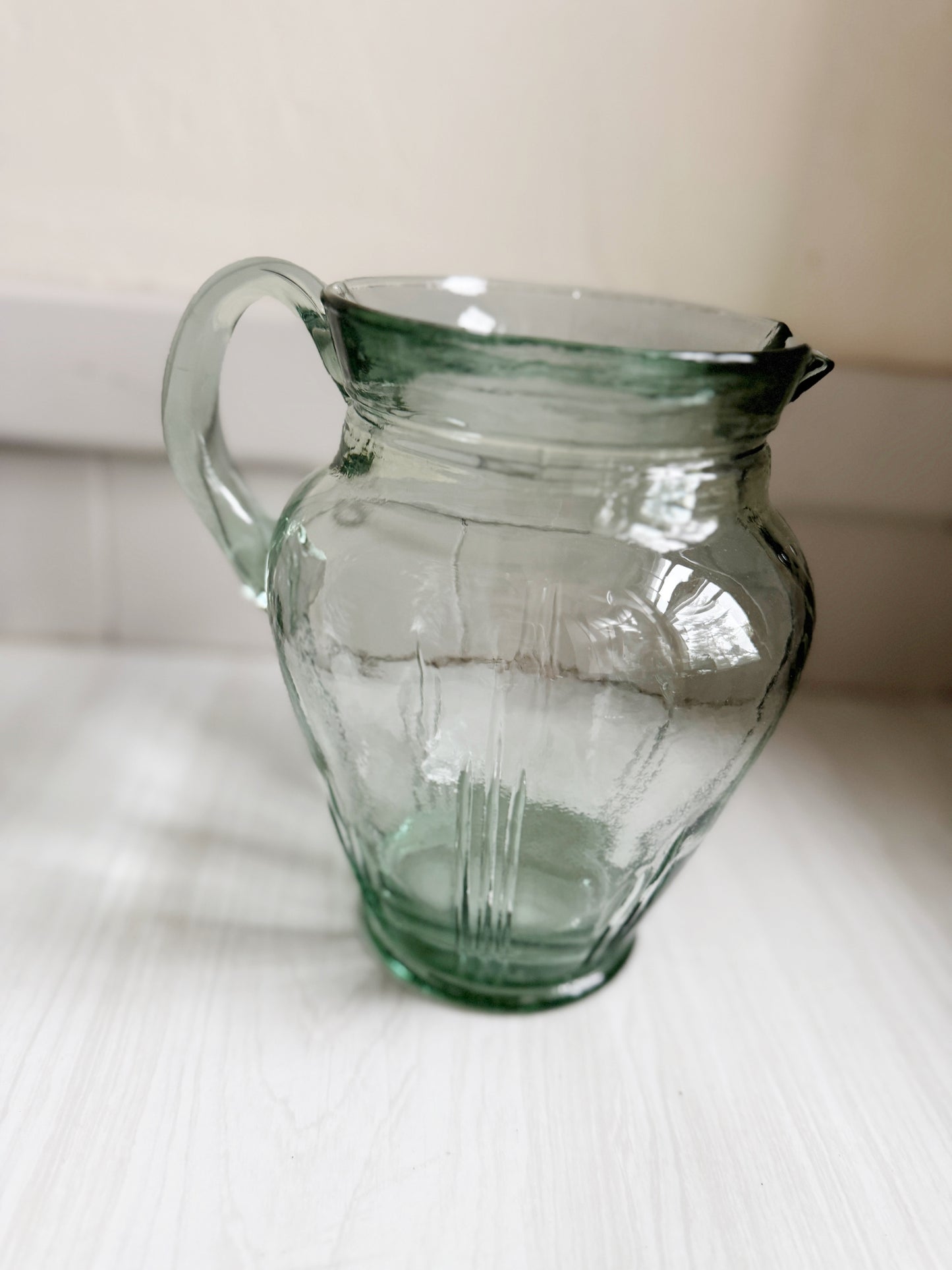 Turquoise Glass Pitcher