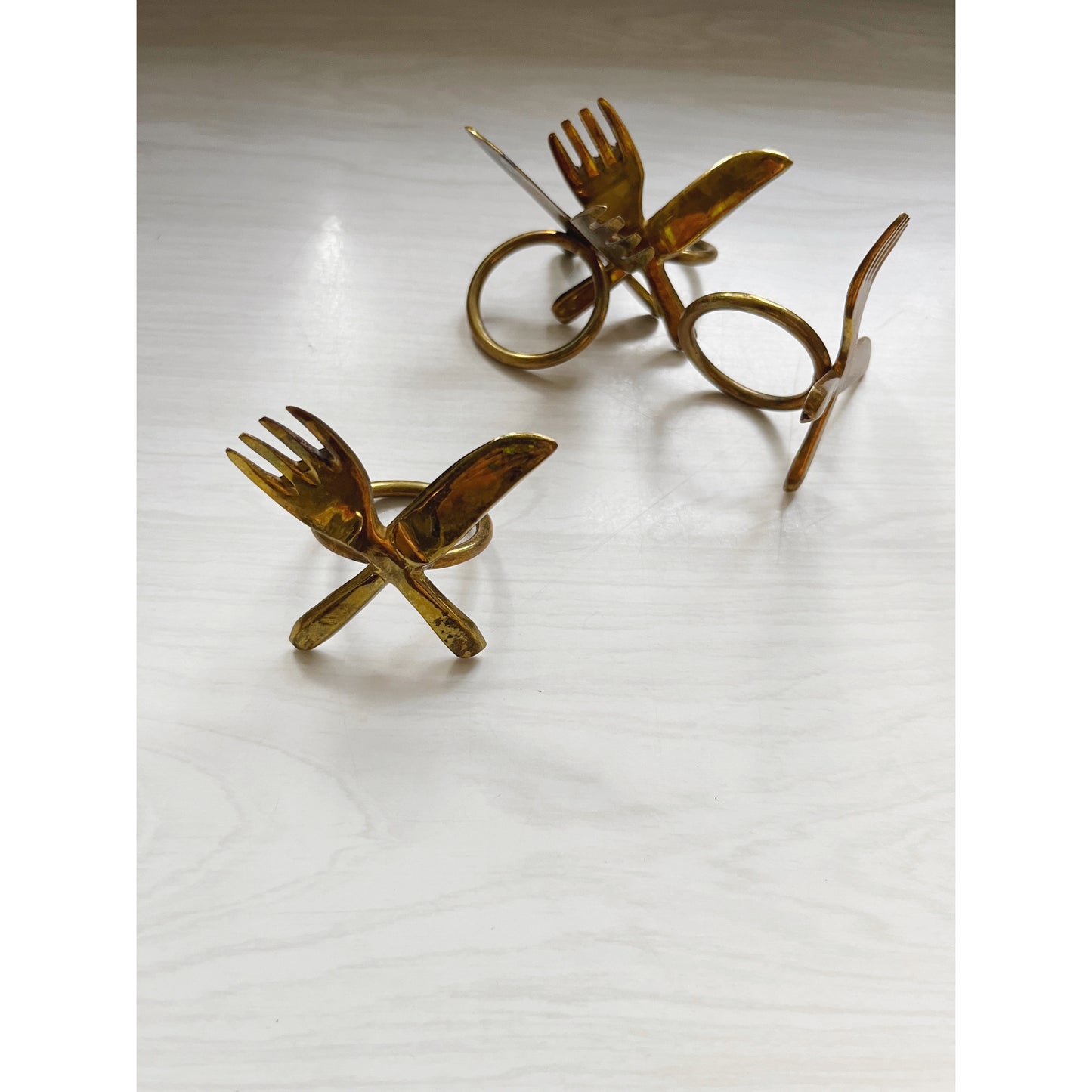 Fork & Knife Brass Napkin Rings