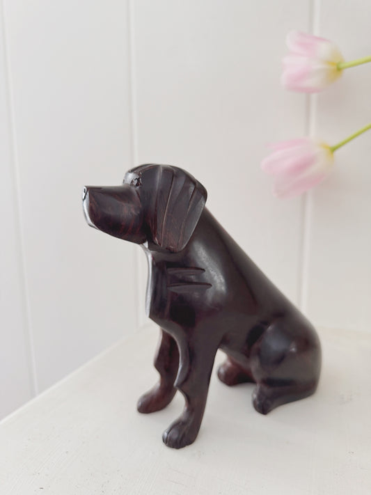 Carved Wood Dog Sculpture