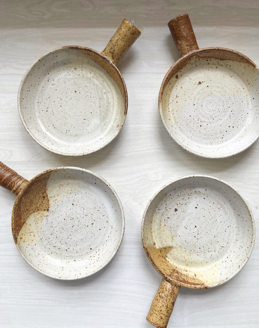 Set of 4 Handled Pottery Dishes